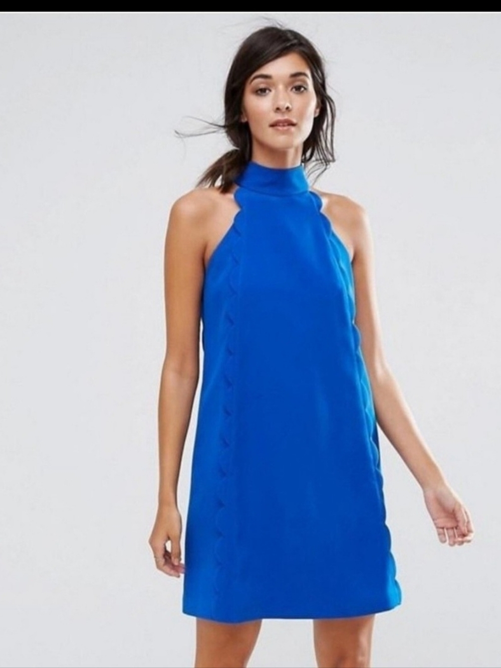 Ted Baker Torrii Halterneck Scallop Tunic Dress in cobalt blue. Size 0 / SMALL
